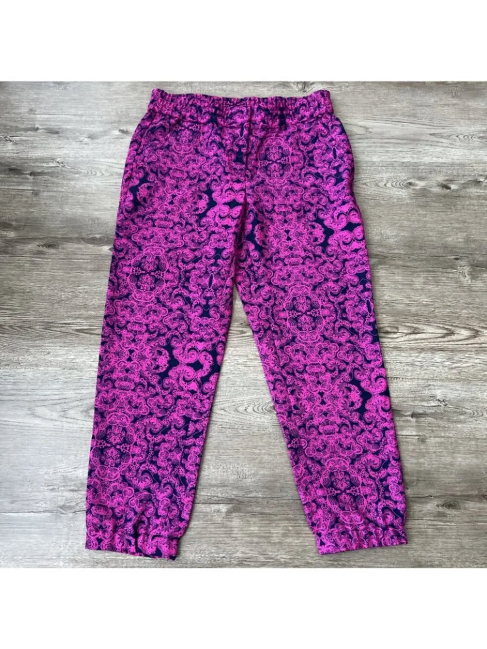 Ann Taylor Paisley Terrace Chiffon Jogger Womens 0 Pink Ankle Cuffed New